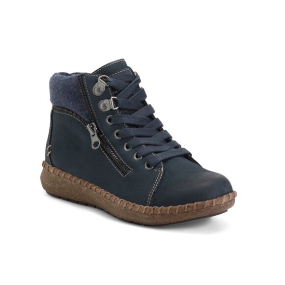 BIZA Navy Leather Royalty Booties - Picture 1 of 2